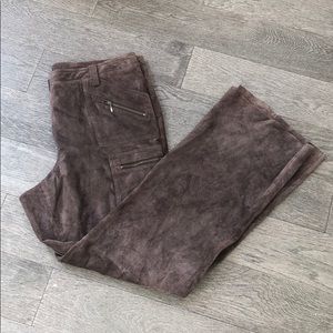 Context Leather Brown Straight Leg Pants Size 16